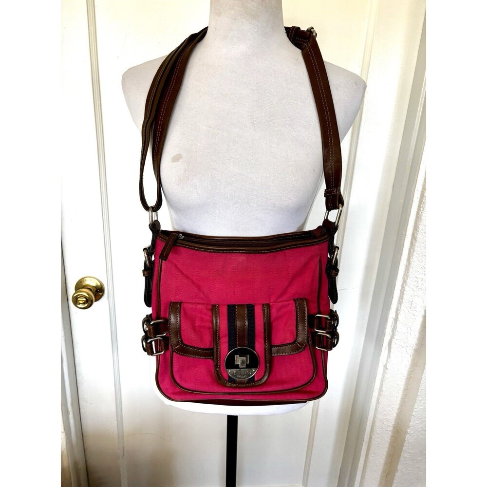 Chaps Ralph Lauren Pink Preppy Logo Close Adjustable Cross Body Shoulder Bag